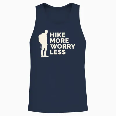 Hike More Worry Less Hiking Unisex Tank Top - Navy