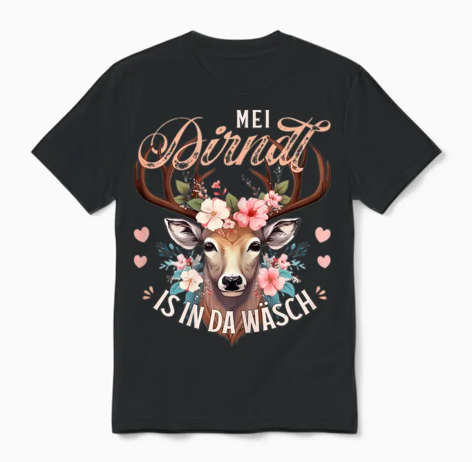 Women's Traditional Costume T-Shirt, Costume Replacement Dirndl T-Shirt, Black Unisex T-Shirt in Black