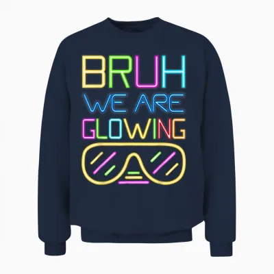 Bruh We Are Glowing in My Glowing Era Hello Summer Vacation Unisex Sweatshirt - Navy