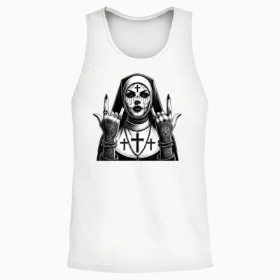 Gothique Esthétique Occulte Impie Grunge Emo Punk Satanic Nonne Unisex Tank Top - White