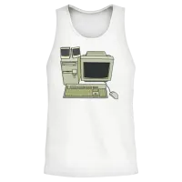 Retro Computer Desk Setup Unisex Tank Top - White – 2