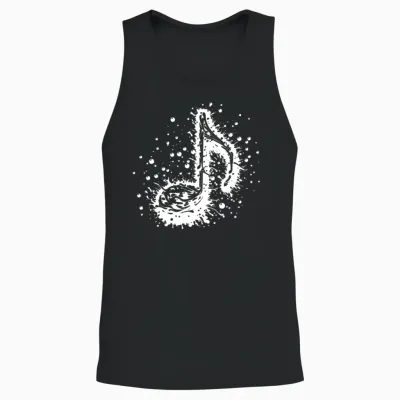 Music Notes Tattoo Splash Unisex Tank Top - Black