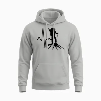 Hiking Heartbeat Unisex Hoodie - Ash