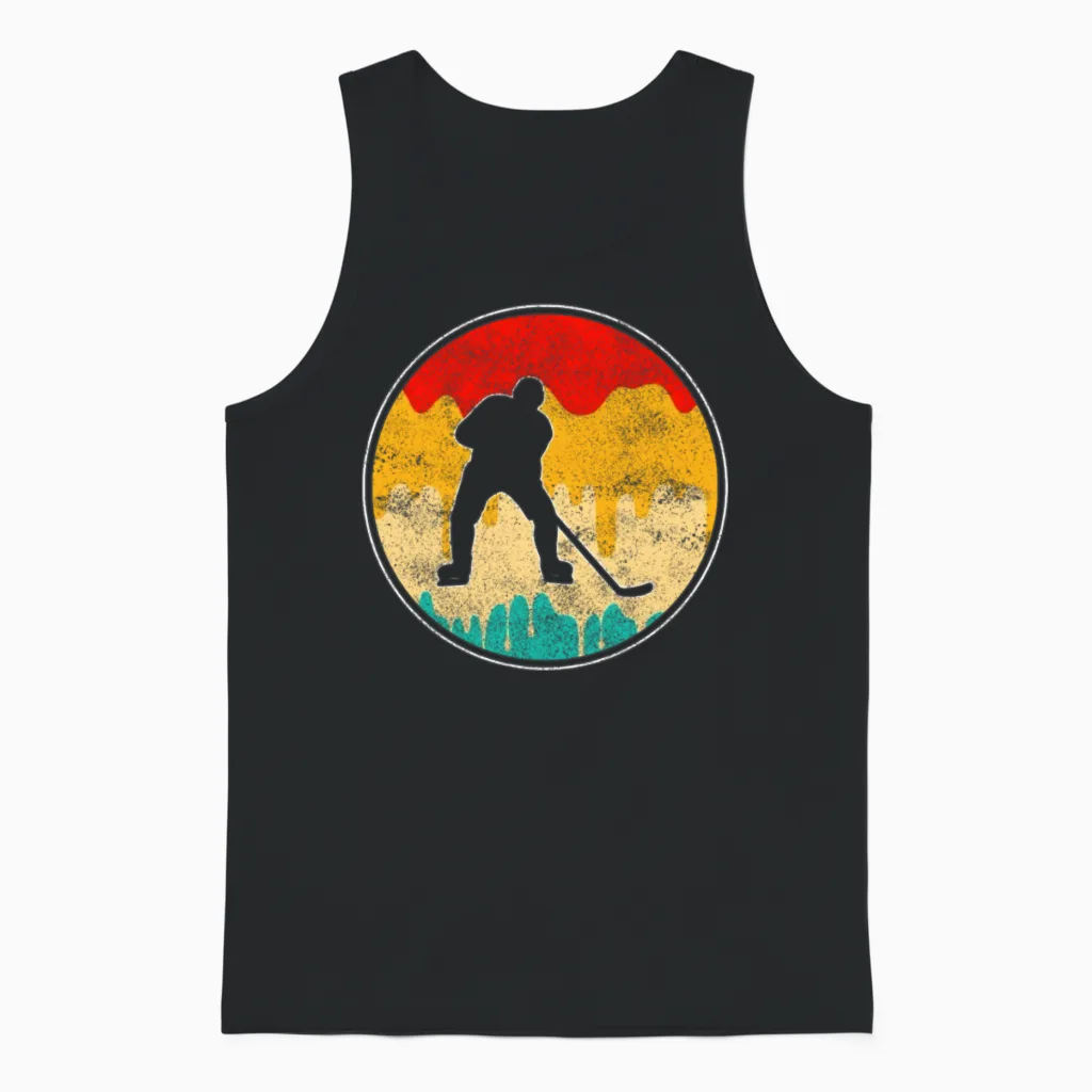Ice Hockey Retro Unisex Tank Top in Black