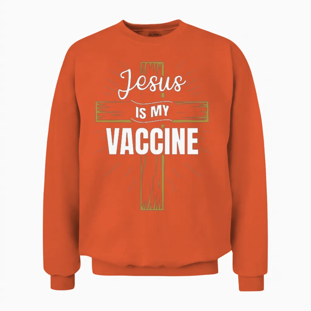 Jesus Is My Vaccine Christian Unisex Sweatshirt in Orange