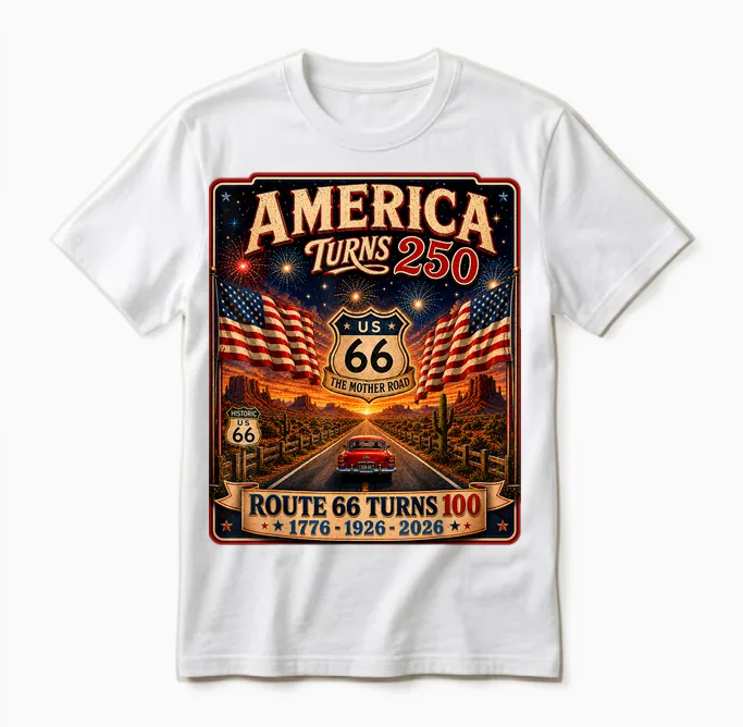 Vintage Usa 250 Us Highway 66 Road Anniversary for Women Unisex T-Shirt in White