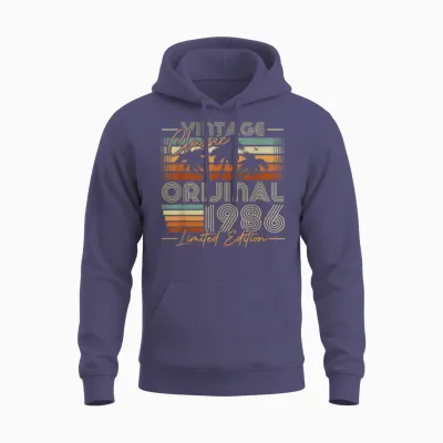 Vintage 1986 Rétro Cadeau 40 Ans Anniversaire Hommes Femmes Unisex Hoodie - Heather Sport Dark Navy
