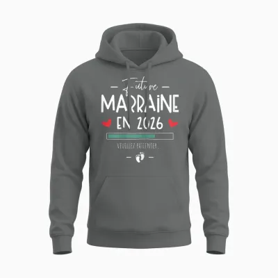 Future Godmother in 2026 - Announcement Pregnancy First Unisex Hoodie - Graphite Heather