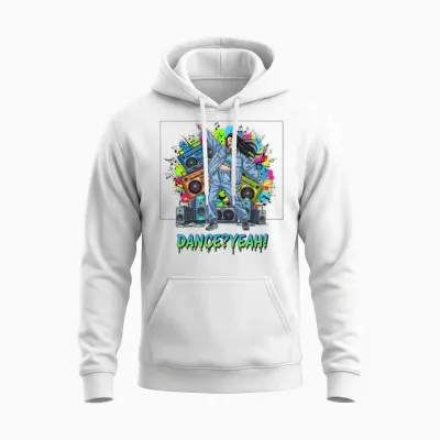 Vibrant Retro Dance Party Illustration Unisex Hoodie - White