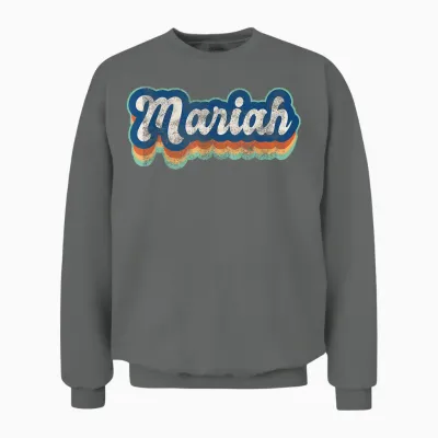 Mariah Name Girl Vintage Style 70s 80s Custom T-Shirt, Black, S Unisex Sweatshirt - Graphite Heather