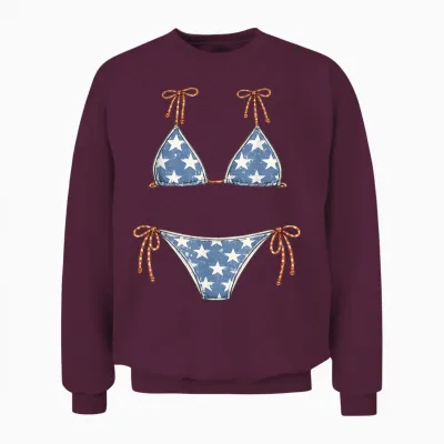 Usa Bikini Red White July 4th Blue Vacation Summer Swimsuit Unisex Sweatshirt - Maroon