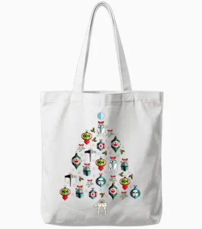 Star Wars Christmas Tree Ornaments Holiday Tote Bags - White
