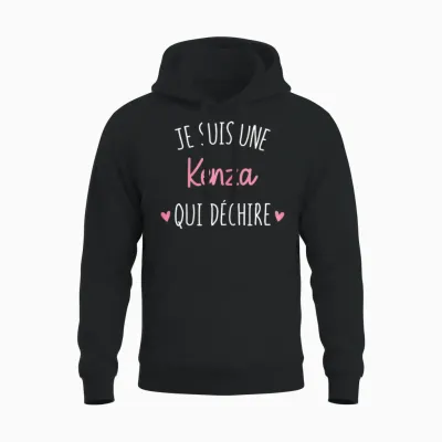 Cadeau Femme Personnalisé Prénom Kenza Qui Déchire Unisex Hoodie - Black
