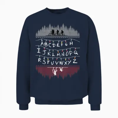 Netflix Stranger Things Alphabet Lights Unisex Sweatshirt - Navy