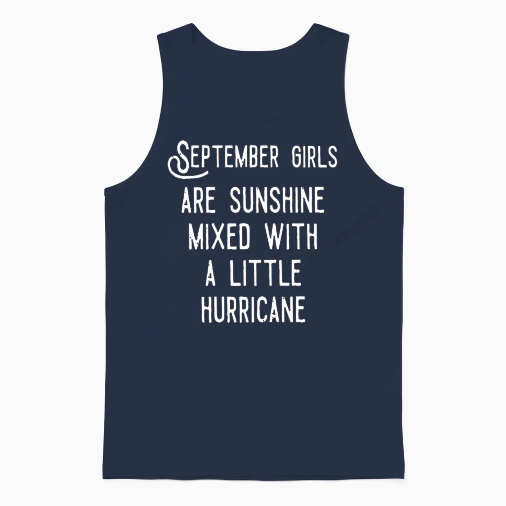 September Girls Are Sunshine Mixed Unisex Tank Top in Navy