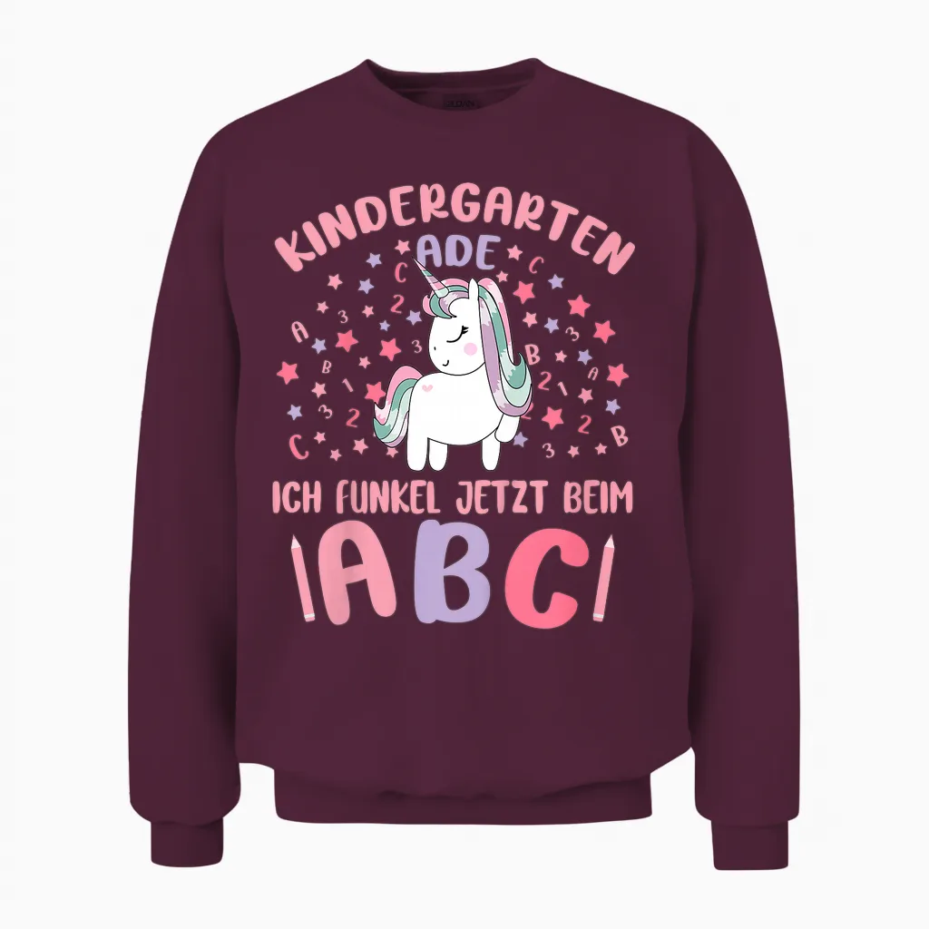 Kinder Bye Bye Kita Abgänger 2026 Mädchen Einhorn Absolventin Unisex Sweatshirt in Maroon
