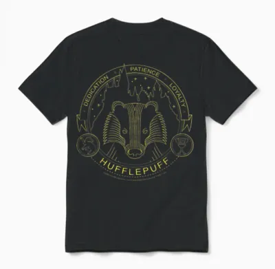 Harry Potter Hufflepuff Symbol Line Art Unisex T-Shirt - Black