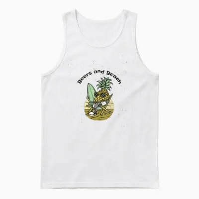 Sunny Pineapple Surfer Unisex Tank Top - White