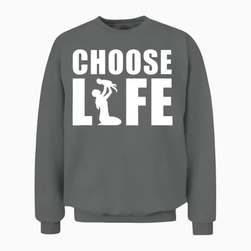 Choose Life Unisex Sweatshirt in Graphite Heather