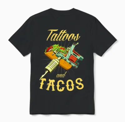 Funny Tacos and Tattoo Unisex T-Shirt - Black