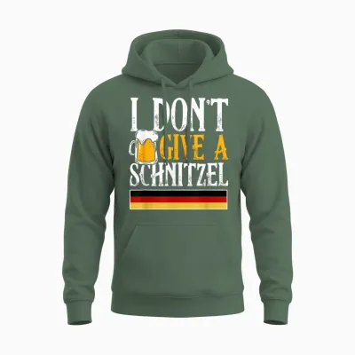 I Don't Give a Schnitzel German Beer Wurst Funny Oktoberfest Unisex Hoodie - Military Green