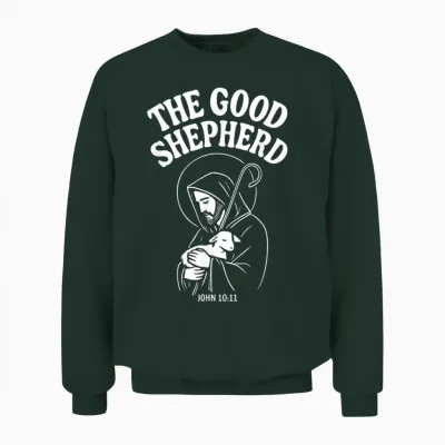 Le Bon Berger Jésus De Nazareth Jean 10:11 Unisex Sweatshirt - Forest