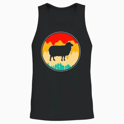 Sheep Retro Unisex Tank Top - Black