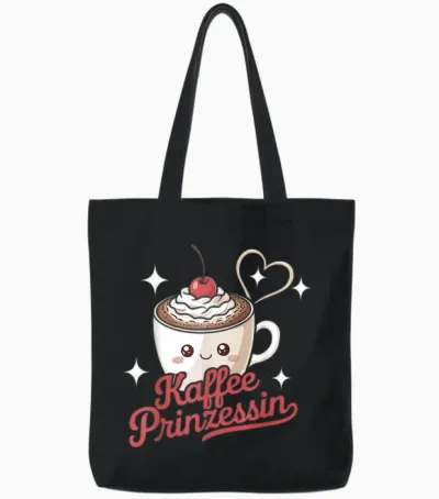 Kaffee Prinzessin Frauen Kaffeetrinker Sprüche Tote Bags - Black
