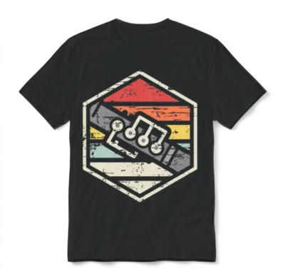 Retro Badge Oboe Unisex T-Shirt - Black