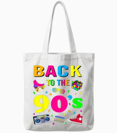 90s Retro Motto I Love 90's Tote Bags - White