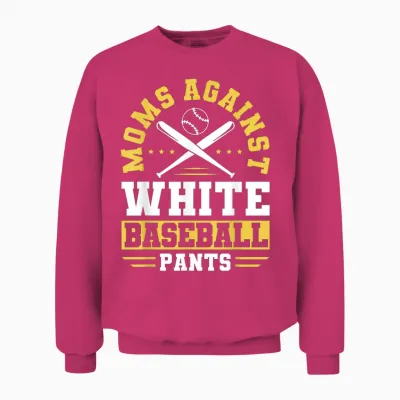 Moms Against White Baseball Pants Funny Sports Mom Unisex Sweatshirt - Heliconia