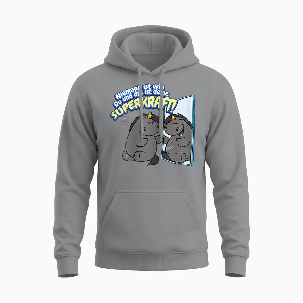 Pummeleinhorn - Grummeleinhorn Superkraft Unisex Hoodie in Sport Grey