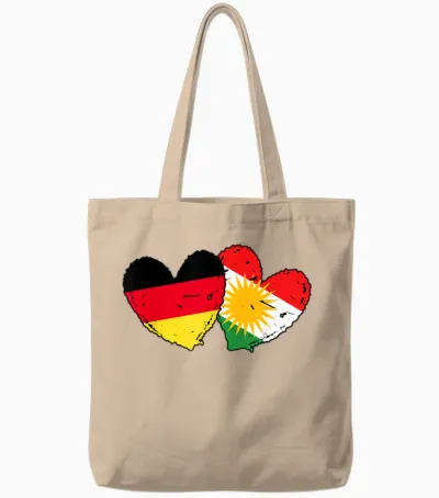 Germany Kurdistan Heart Flag German Kurdish Pride Tote Bags - Natural
