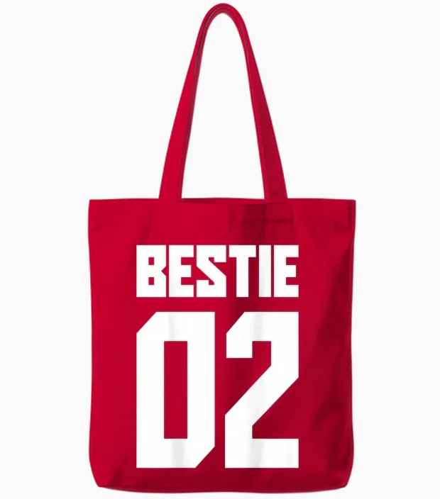 Bestie 01 Bestie 02 Bestie Squad Matching Bff Friend Crew T-Shirt, Black, S Tote Bags in Red
