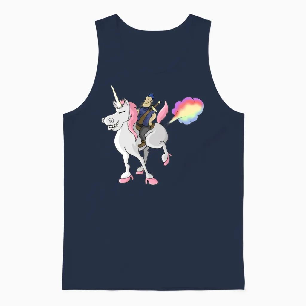 Unicorn Fart Unisex Tank Top in Navy