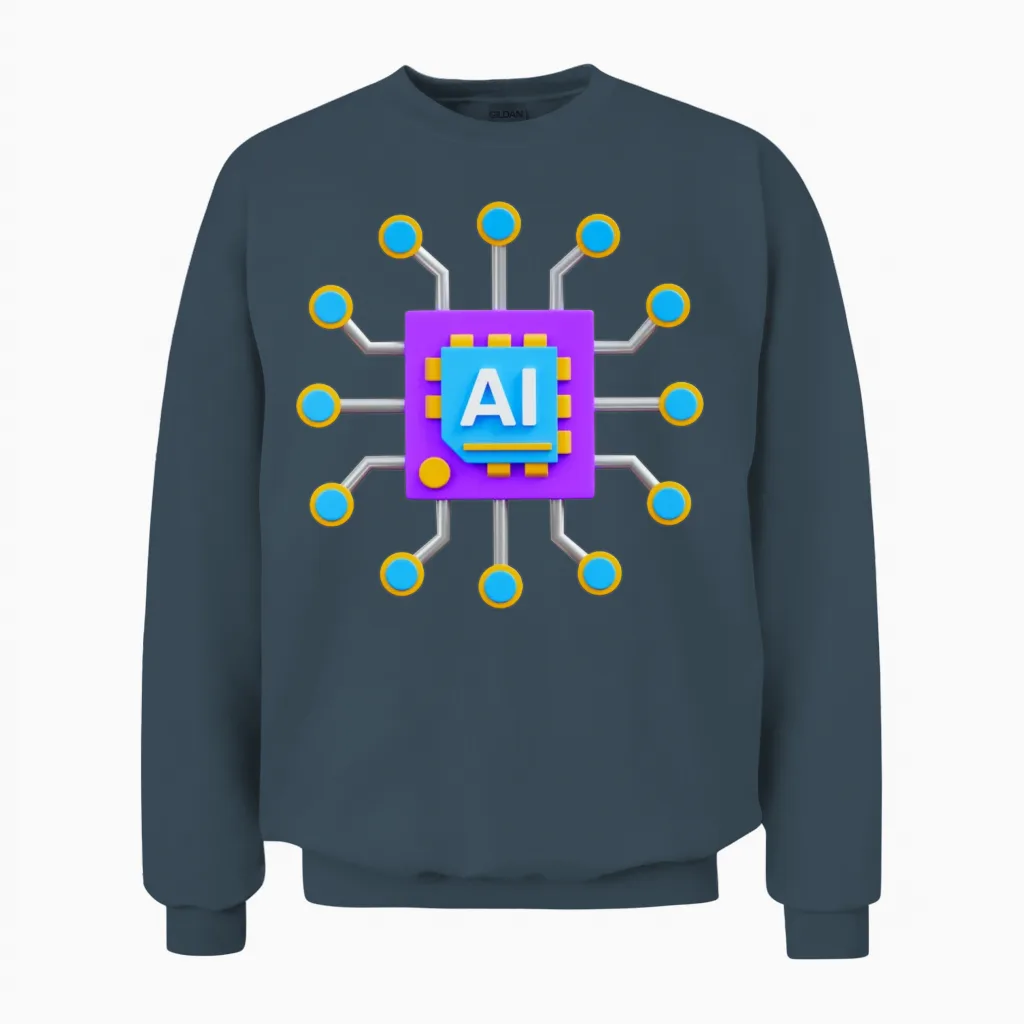 Colorful Ai Chip β Futuristic Tech Circuit Design Unisex Sweatshirt in Dark Heather