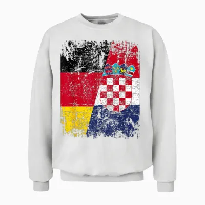 Kroatien Deutschland Flagge | Damen Herren Kinder | Kroatien Unisex Sweatshirt - White