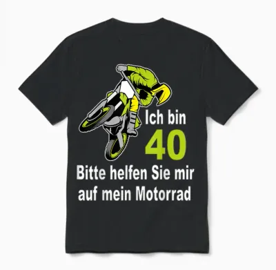 40. Geburtstag Mann Geschenk Lustig Biker Motorrad Motocross Unisex T-Shirt - Black