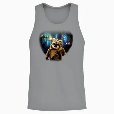 Star Wars Tree Village Wicket Ewok Graphic T-Shirt, Grey, S Unisex Tank Top - Sport Grey