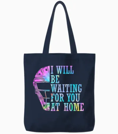 I Will Be Waiting for You at Home Softball Catcher Tote Bags - Navy