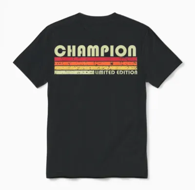 Champion Surname Funny Retro Vintage 80s Birthday Reunion Unisex T-Shirt - Black