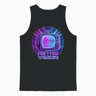 Retro Vision Neon Tv Unisex Tank Top - Black