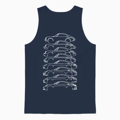 Iconic Car Evolution Line Art Design Klassisches Autodesign Unisex Tank Top - Navy