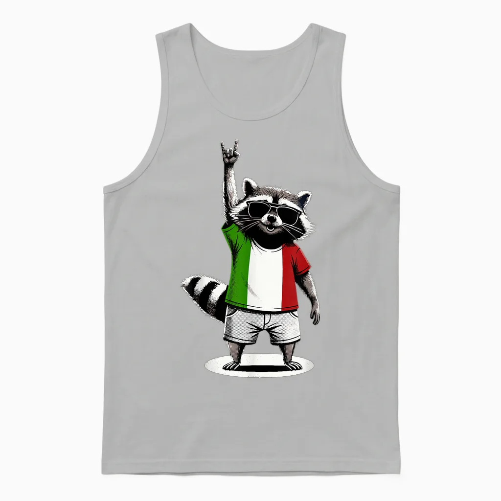 Drapeau Italien Drôle De Raton Laveur Italie Unisex Tank Top in Ash