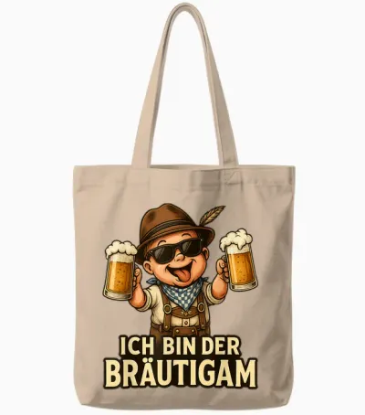 Poltern Groom T-Shirt Jga Men's Stag Night T-Shirt, Black, S Tote Bags - Natural