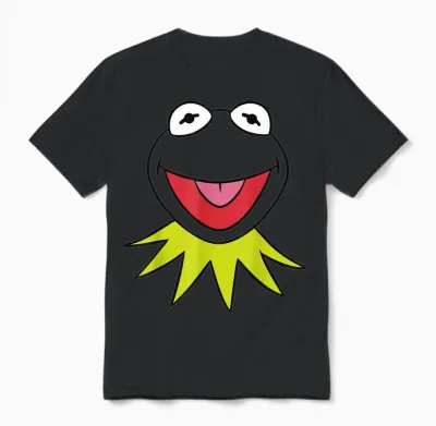 Disney the Muppets Kermit Big Face Vintage Portrait Unisex T-Shirt - Black