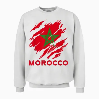 Marokko Flagge Vintage Stil Retro Marokko Fußball Mor Unisex Sweatshirt - White