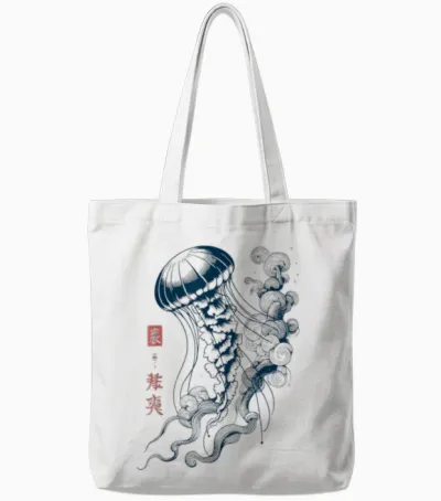 Japanese Aesthetic Asian Vintage Medusa Jellyfish Tote Bags - White