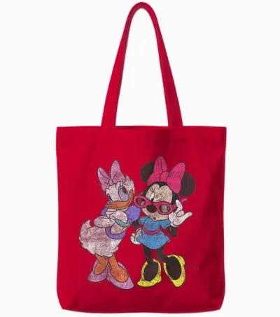 Disney Mickey and Friends Daisy & Minnie Fashion Short Sleeve Tote Bags - Red