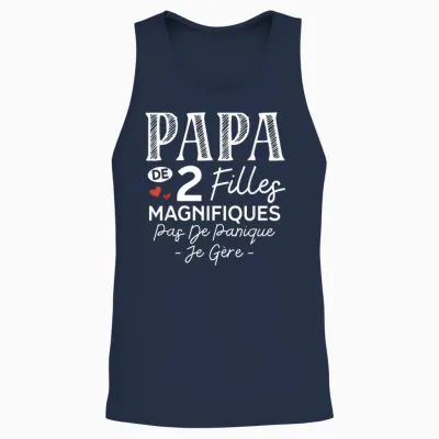 Dad of 2 Girls Gorgeous Personalized Gift for Dad Unisex Tank Top - Navy